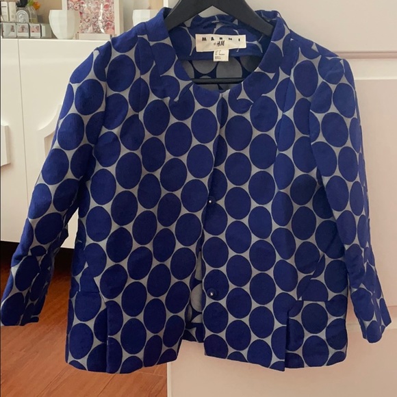 Marni HM Blue Silver Polka Dot Jacket Blazer Small - Picture 1 of 4